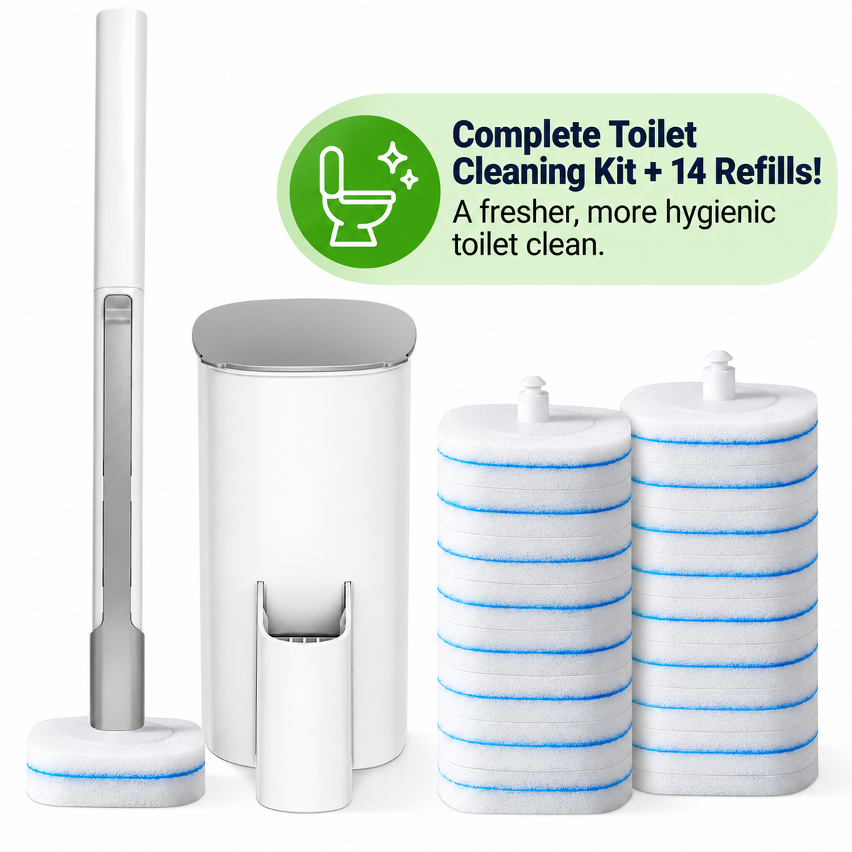 Disposable Toilet Cleaning Wand + 14 Refills