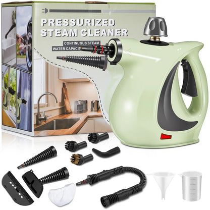 Handheld Steam Cleaner, Portable Steamer with Large Capacity,11-Piece Accessory Set for Floor, Car, Carpet, Upholstery, Couch, Tile, Windows Cleaning