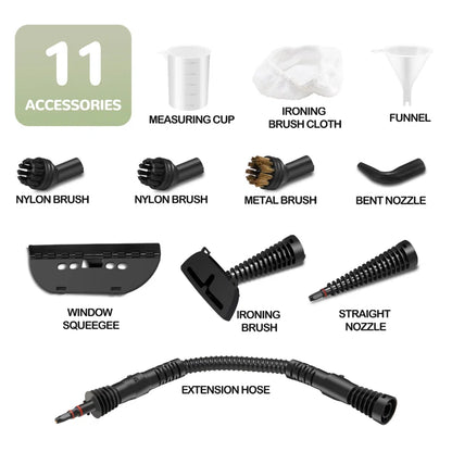 Handheld Steam Cleaner, Portable Steamer with Large Capacity,11-Piece Accessory Set for Floor, Car, Carpet, Upholstery, Couch, Tile, Windows Cleaning