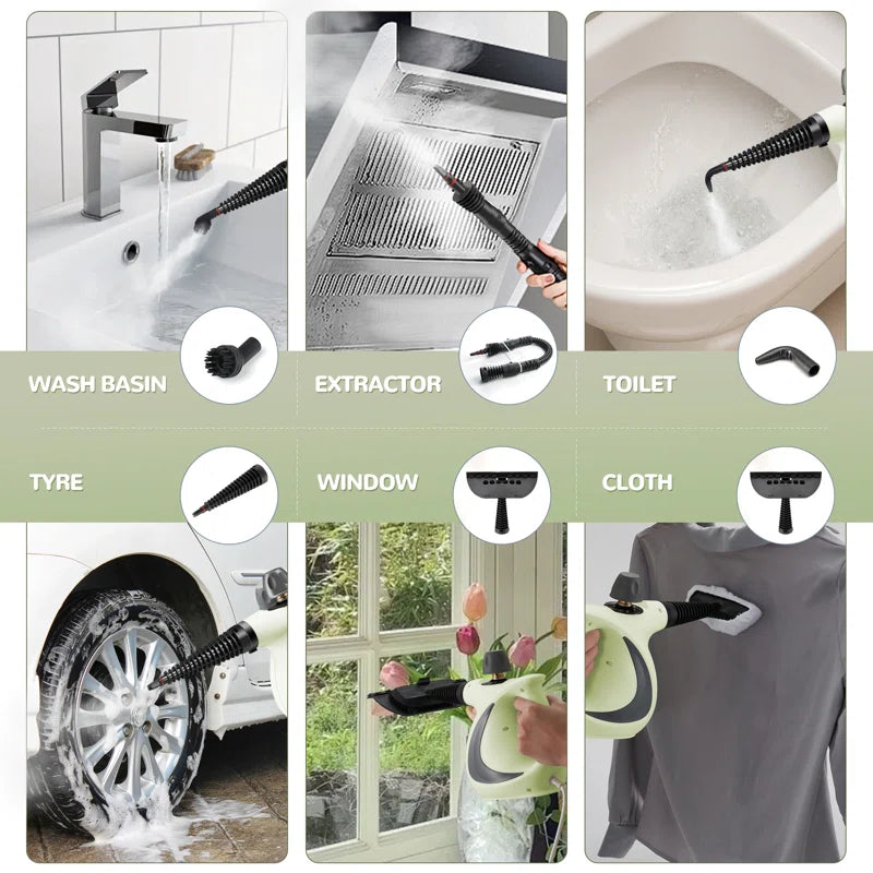 Handheld Steam Cleaner, Portable Steamer with Large Capacity,11-Piece Accessory Set for Floor, Car, Carpet, Upholstery, Couch, Tile, Windows Cleaning