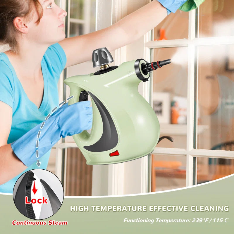 Handheld Steam Cleaner, Portable Steamer with Large Capacity,11-Piece Accessory Set for Floor, Car, Carpet, Upholstery, Couch, Tile, Windows Cleaning